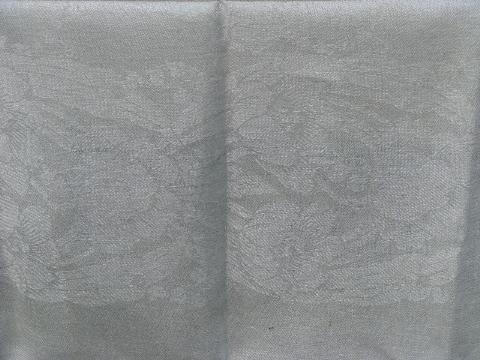 photo of natural color old linen damask tablecloth, vintage early 1900s antique, never used #3
