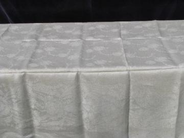 catalog photo of natural color old linen damask tablecloth, vintage early 1900s antique, never used