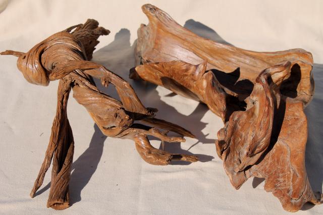 photo of natural driftwood w/ large interesting shapes, bent twisted wood pieces for art display #8