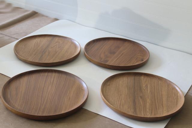 photo of natural hardwood charger plates or trays, handcrafted black walnut & butternut wood #3