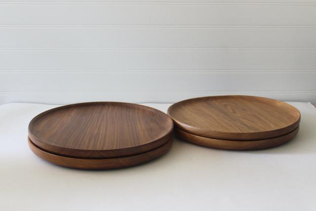 photo of natural hardwood charger plates or trays, handcrafted black walnut & butternut wood #5