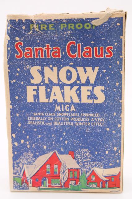 photo of natural mica flakes glitter snow, vintage Christmas putz village craft decor in old box #5