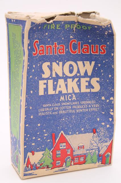 photo of natural mica flakes glitter snow, vintage Christmas putz village craft decor in old box #6