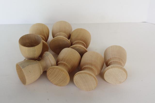 photo of natural raw wood eggcups or egg stands, handmade turned treenware rustic vintage #5