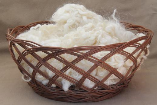 photo of natural raw wool mohair locks or sheep's fleece for primitive Santas & doll hair #1