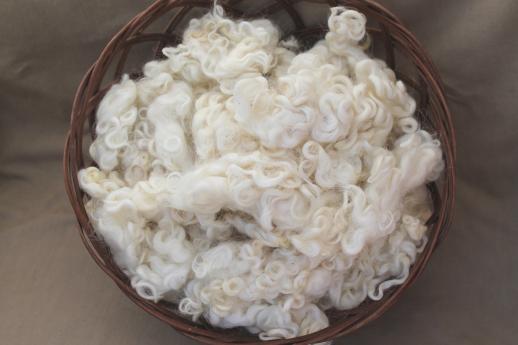 photo of natural raw wool mohair locks or sheep's fleece for primitive Santas & doll hair #2