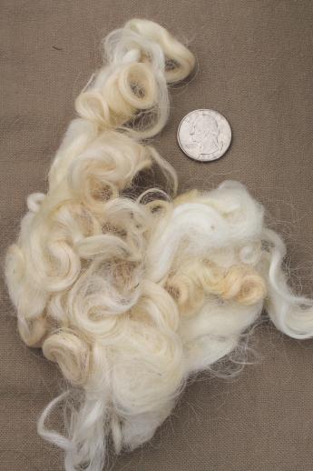 photo of natural raw wool mohair locks or sheep's fleece for primitive Santas & doll hair #4