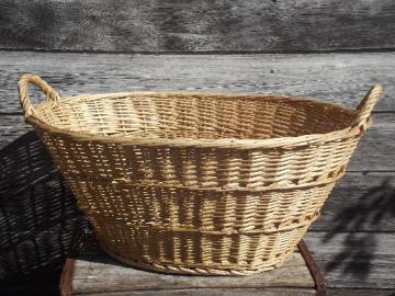 catalog photo of natural wicker laundry basket, wash line laundry room clothes basket