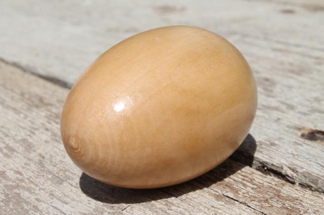 photo of natural wood eggs, life size chicken egg for nest box / primitive country decor #5