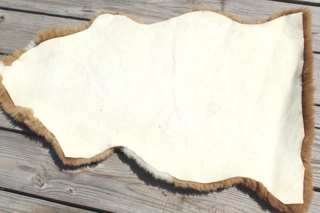 photo of natural wool sheepskin fur rug or seat cover, brown & white hide w/ soft fuzzy pile #5