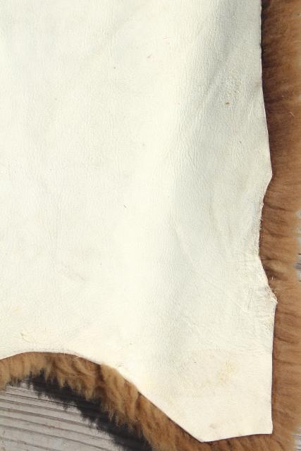 photo of natural wool sheepskin fur rug or seat cover, brown & white hide w/ soft fuzzy pile #6