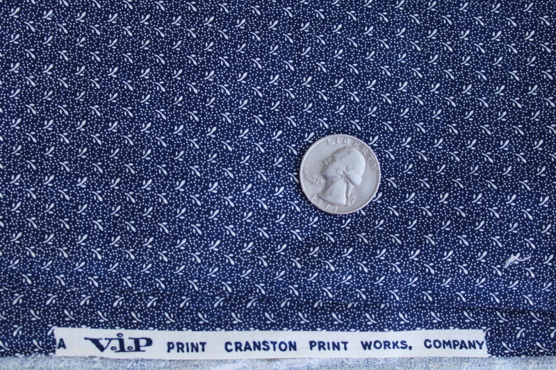 photo of navy blue & white tiny print prairie girl calico fabric vintage VIP Cranston cotton #2