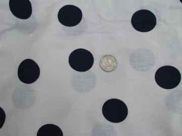 catalog photo of navy / white big polka dots vintage cotton fabric, 36'' wide