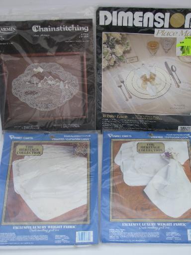 photo of needlework kits for table linens, cutwork embroidery placemats and napkins #1