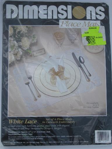 photo of needlework kits for table linens, cutwork embroidery placemats and napkins #7