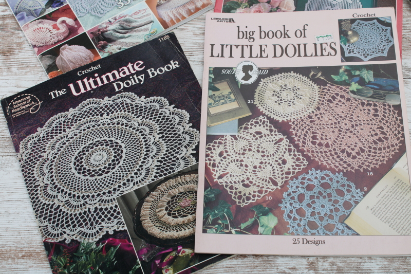 photo of needlework pattern booklets lot, doilies to crochet, crocheted lace frames etc  #3