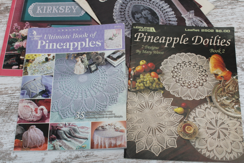 photo of needlework pattern booklets lot, doilies to crochet, crocheted lace frames etc  #4