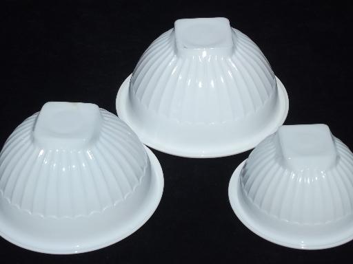 photo of nesting Vitrock milk glass bowls, vintage mixing bowl set w/ original label #5