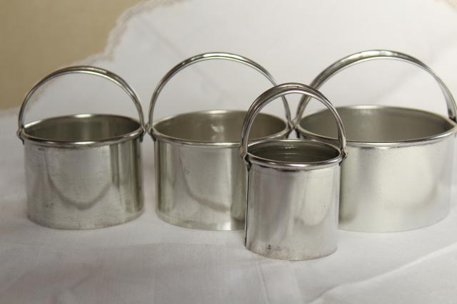 photo of nesting round biscuit or cookie cutters graduated sizes rounds, vintage kitchenware #2