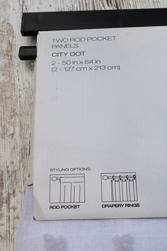 photo of never used curtain panels summer sheer fabric all white tufted dots DKNY City Dot curtains  #2