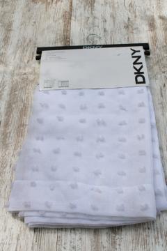 never used curtain panels summer sheer fabric all white tufted dots DKNY City Dot curtains 