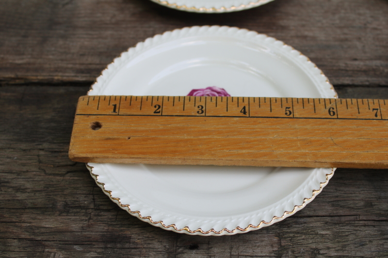 photo of never used set of 12 small plates vintage Harker china single rose w/ gold trimmed gadroon edge  #6