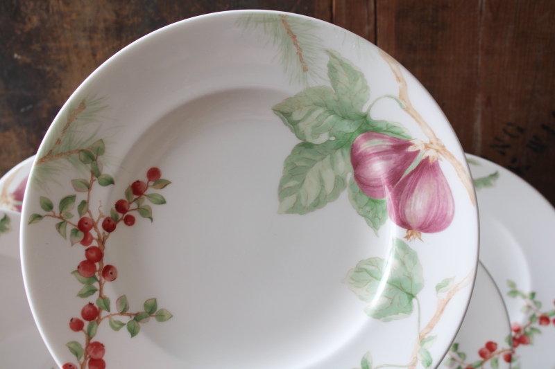 photo of never used set of 6 Lenox Winter Garden luncheon salad plates Royal Fig with Wintergreen pattern #2