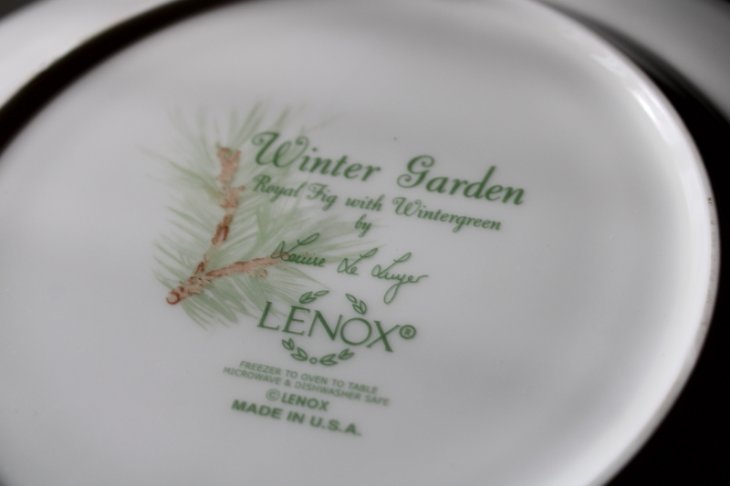 photo of never used set of 6 Lenox Winter Garden luncheon salad plates Royal Fig with Wintergreen pattern #5