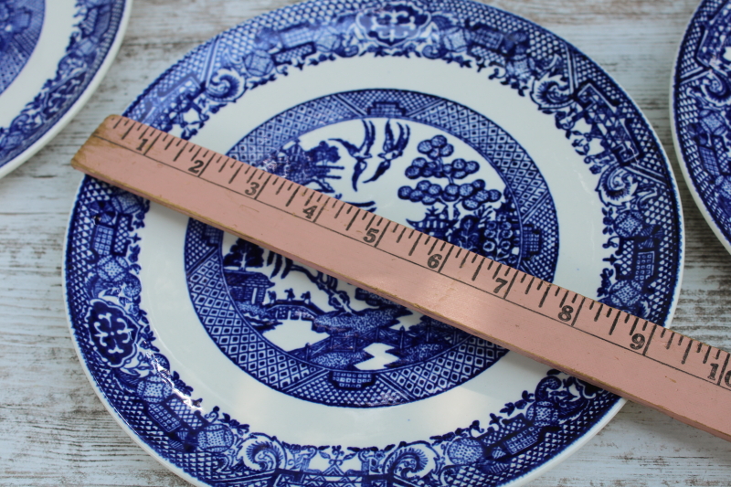 photo of never used set of 8 vintage blue Willow pattern dinner or luncheon plates Royal china USA  #5