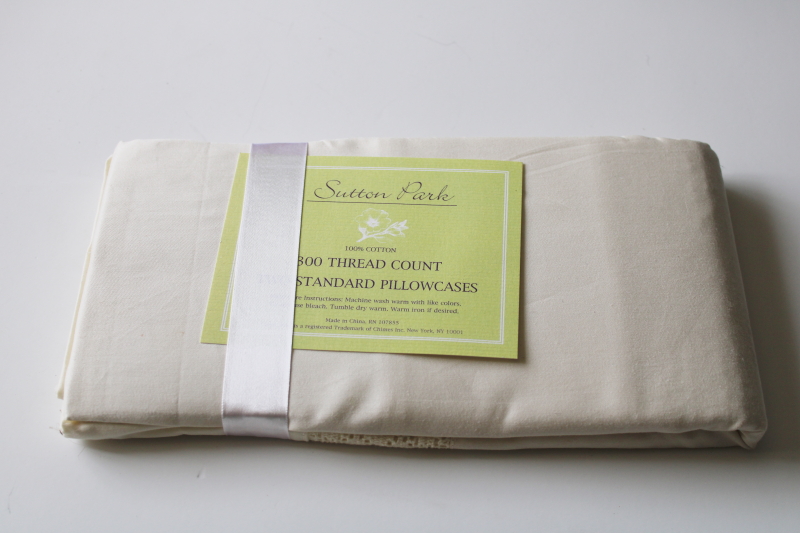 photo of never used set of vintage style ivory cotton pillowcases w/ lace insertion #2