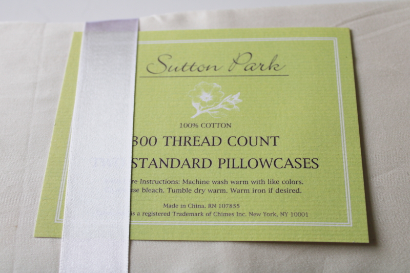 photo of never used set of vintage style ivory cotton pillowcases w/ lace insertion #3