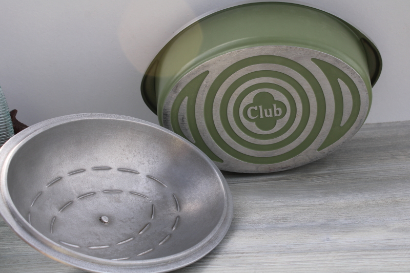 photo of never used vintage Club aluminum avocado green oval dutch oven roaster large pan w/ lid #4