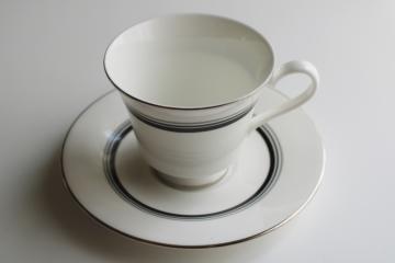 catalog photo of never used vintage Royal Doulton china tea cup & saucer set, Eternity pattern 