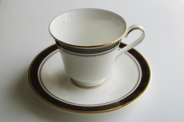 catalog photo of never used vintage Royal Doulton china tea cup & saucer set, Harrow pattern 