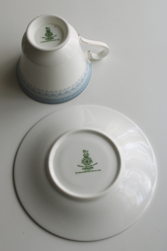 photo of never used vintage Royal Doulton china tea cup & saucer set, Lorraine pattern  #3