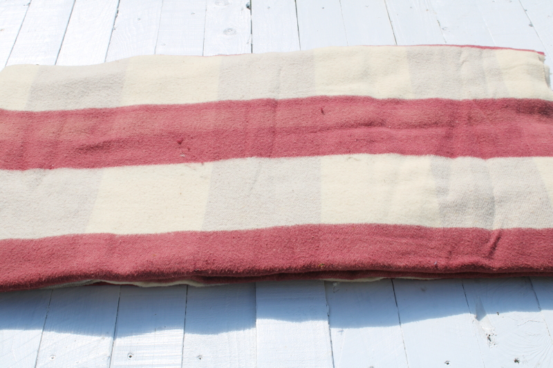 photo of never used vintage cotton rayon camp blanket double length blanket burgundy stripes #3