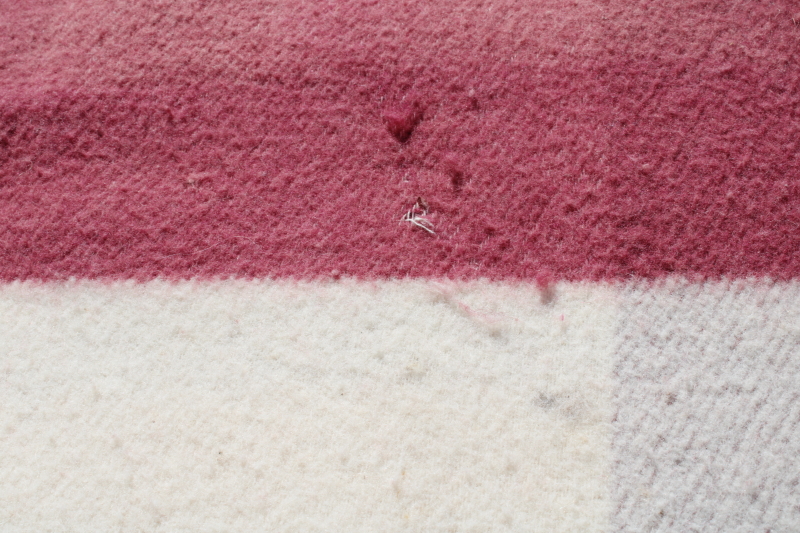 photo of never used vintage cotton rayon camp blanket double length blanket burgundy stripes #4