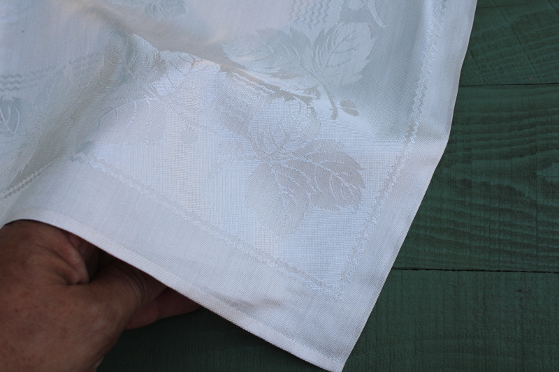 photo of never used vintage cotton rayon damask napkins, bramble leaf pattern ivory damask table linens set  #4