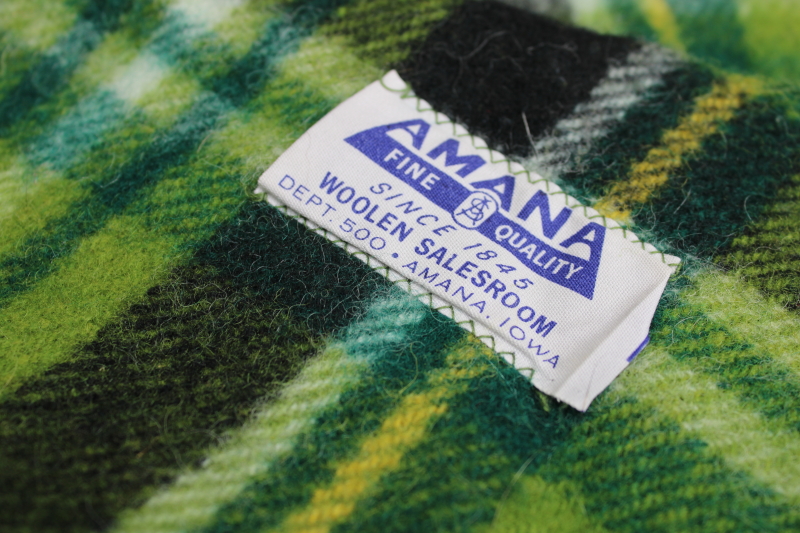 photo of never used vintage green tartan plaid wool blanket Amana woolen mills soft plush thick wool  #3