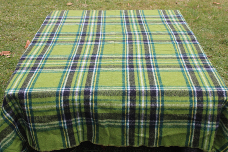 photo of never used vintage green tartan plaid wool blanket Amana woolen mills soft plush thick wool  #4