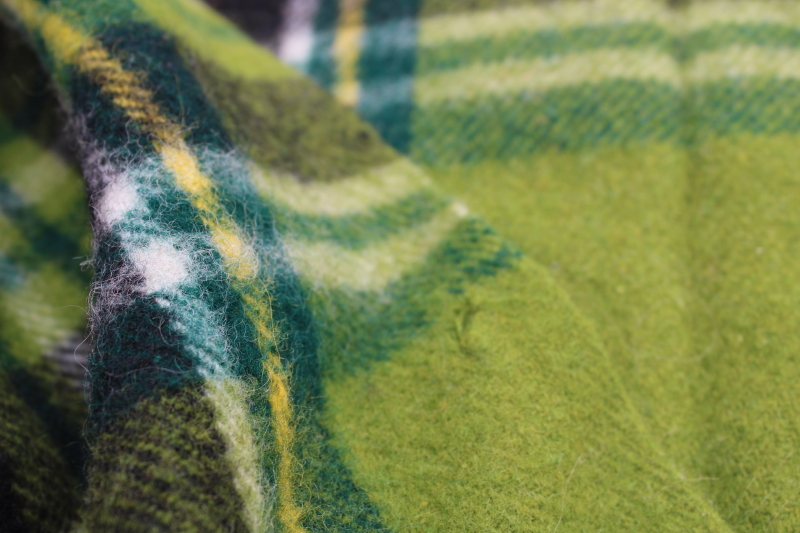 photo of never used vintage green tartan plaid wool blanket Amana woolen mills soft plush thick wool  #5