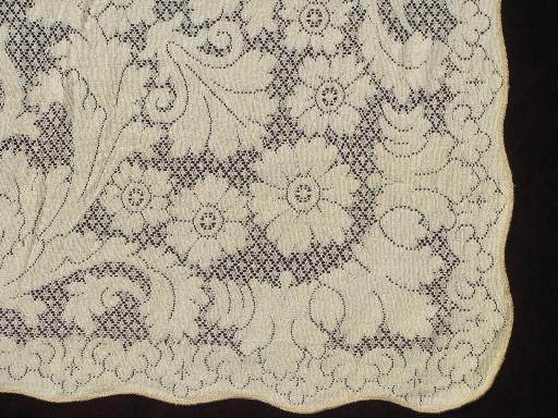 photo of never used vintage ivory lace tablecloth, dinner cloth size 80 x 62 #3