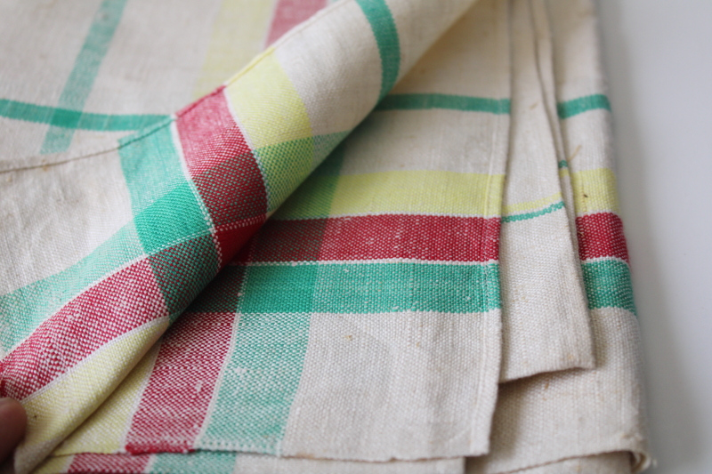 photo of never used vintage pure linen tablecloth, damaged cutter fabric for kitchen towels #2