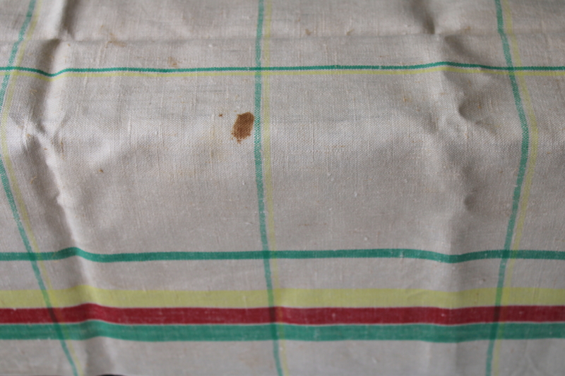 photo of never used vintage pure linen tablecloth, damaged cutter fabric for kitchen towels #5