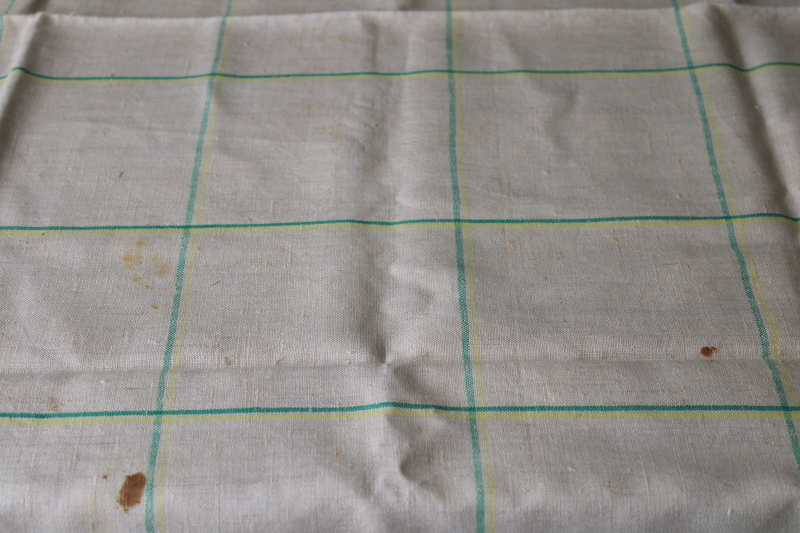 photo of never used vintage pure linen tablecloth, damaged cutter fabric for kitchen towels #6