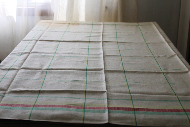 photo of never used vintage pure linen tablecloth, damaged cutter fabric for kitchen towels #7