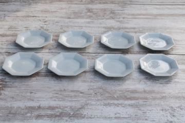 never used vintage white ironstone china salad or dessert plates octagonal shape 