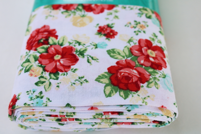 photo of new Pioneer Woman cotton fabric 3 yard cut Vintage Floral print on white #3