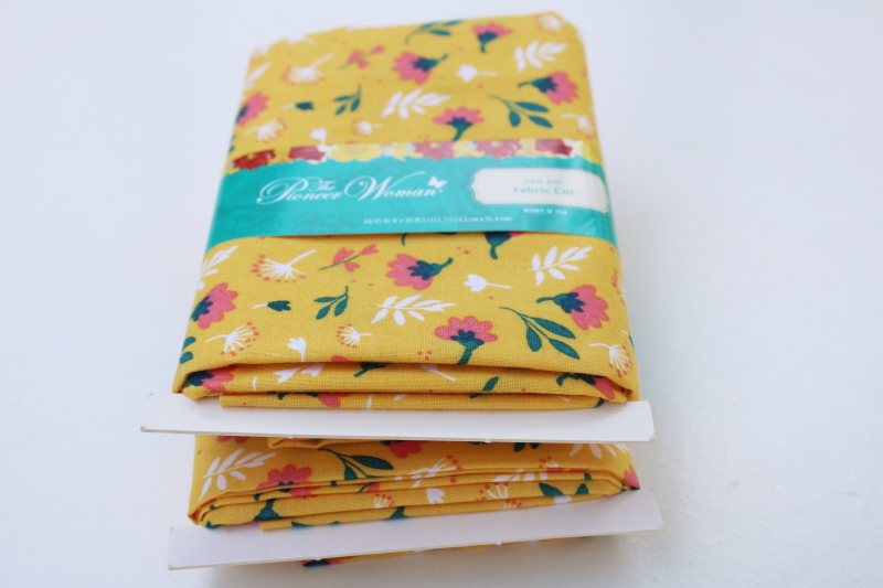 photo of new Pioneer Woman fabric lot of two 1 yard cuts Spring Ditsy floral print on yellow cotton #3