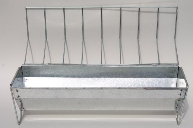 photo of new farm store stock chick chicken feeder, galvanized zinc metal grain mash trough pan #5